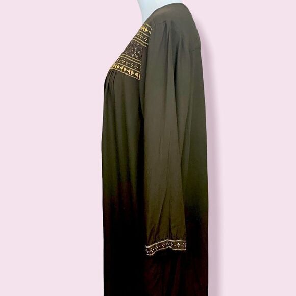 Lucky Brand Rayon Boho embroidered tunic dress brown XL - Picture 2 of 6